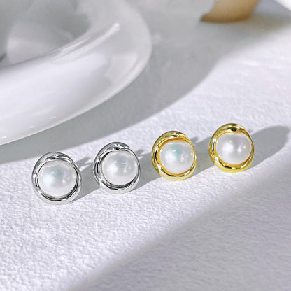 [Aurora]Dainty Bread Pearl Earrings