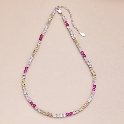 [Aurora]Delicate Colorful Tennis Necklace