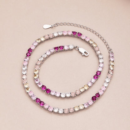 [Aurora]Delicate Colorful Tennis Necklace