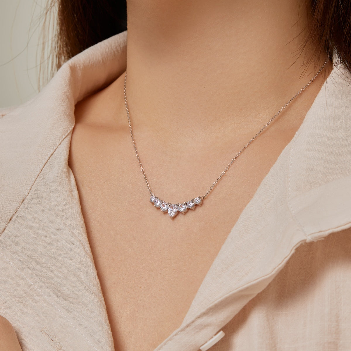 [Aurora]Dainty Colorful Heart Necklace