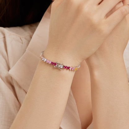 [AURORA]Luxuriöses buntes romantisches Herzform-Liebhaberarmband