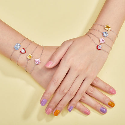 [AURORA]2,0 Karat funkelndes buntes Smaragdschliff-Tagesarmband