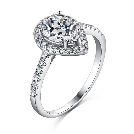 [Aurora]1.0 Carat Luxurious Resplendent Water Drop Shape Wedding Ring