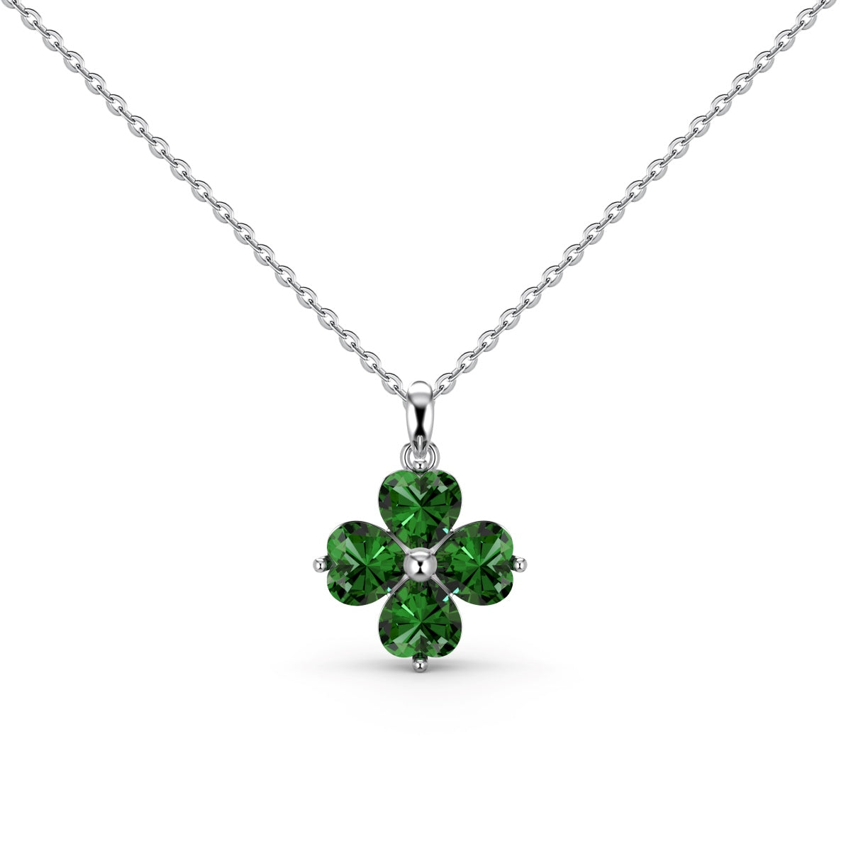 [Aurora]Heart-Shaped Four-Leaf Clover Bead Necklace
