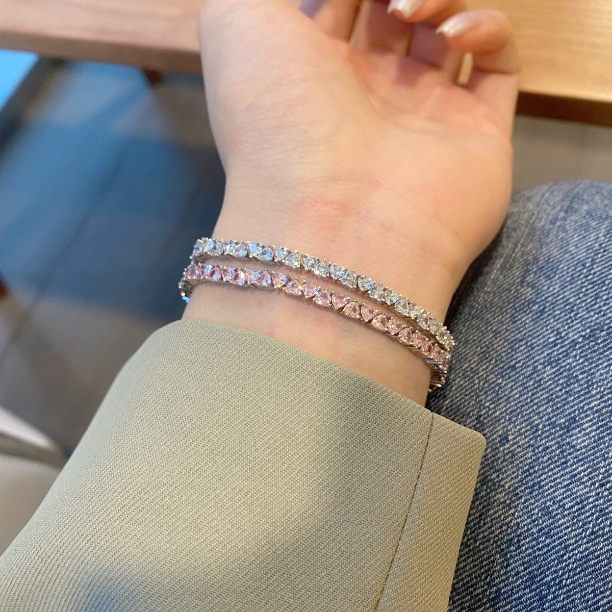[Aurora]Dazzling Romantic Heart Shape Lover Bracelet