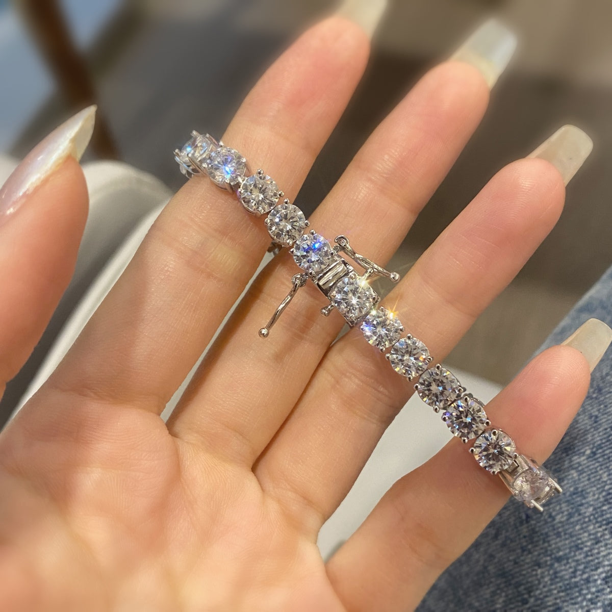[Aurora]0.75 Carat Dazzling Round Cut Wedding Bracelet