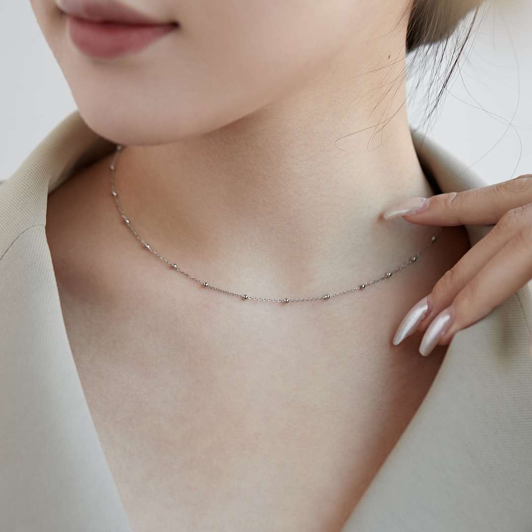 [Aurora]Small Bead Clavicle Chain Simple Necklace