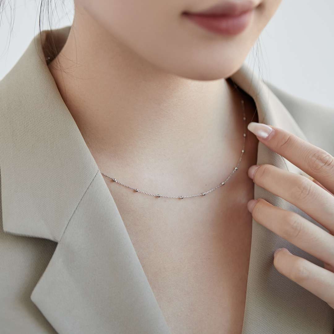 [Aurora]Small Bead Clavicle Chain Simple Necklace