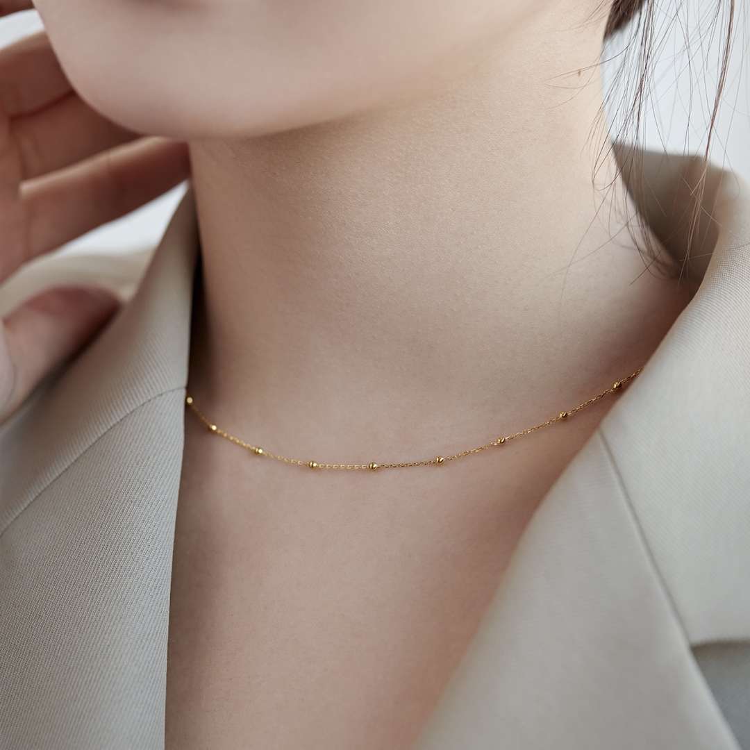 [Aurora]Small Bead Clavicle Chain Simple Necklace