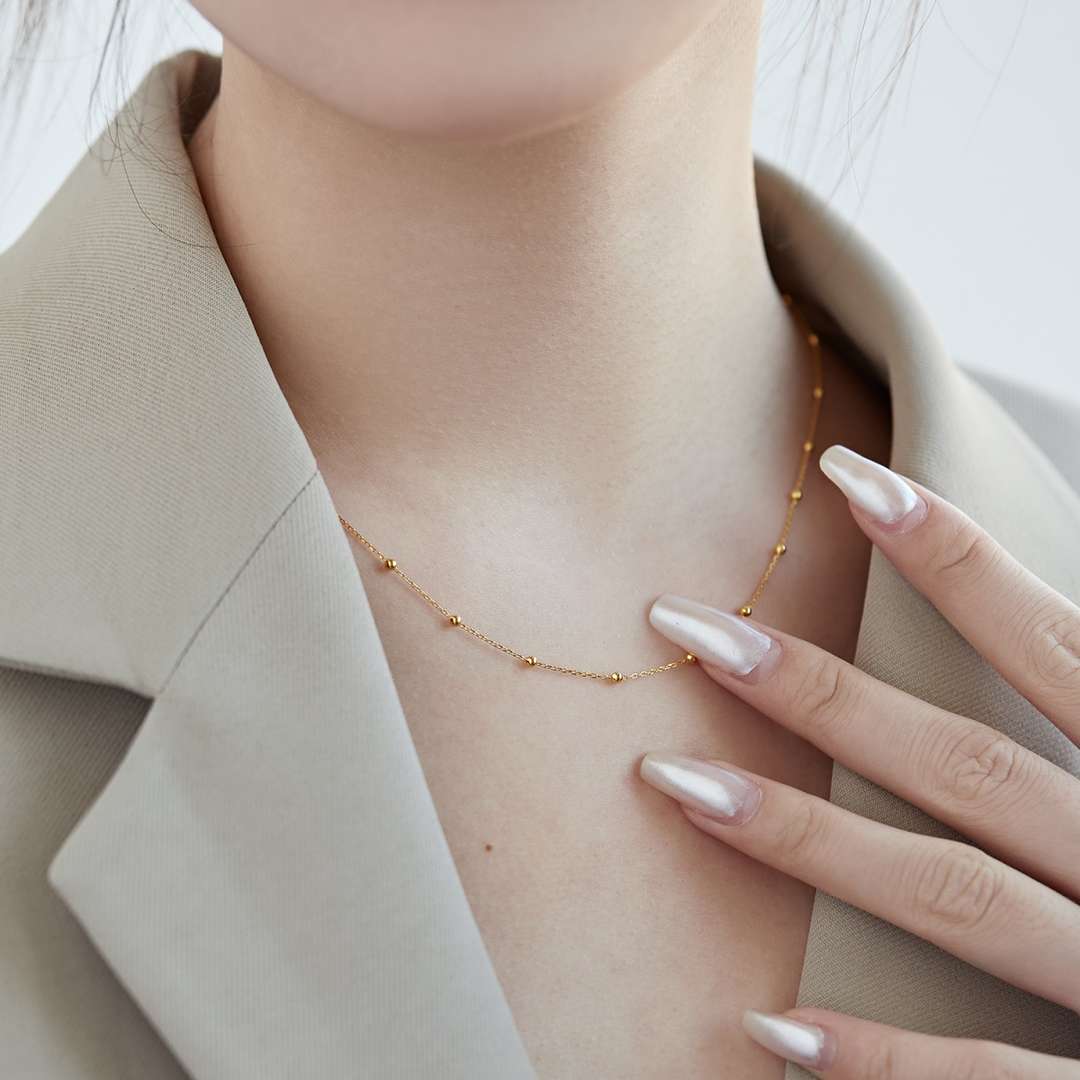 [Aurora]Small Bead Clavicle Chain Simple Necklace