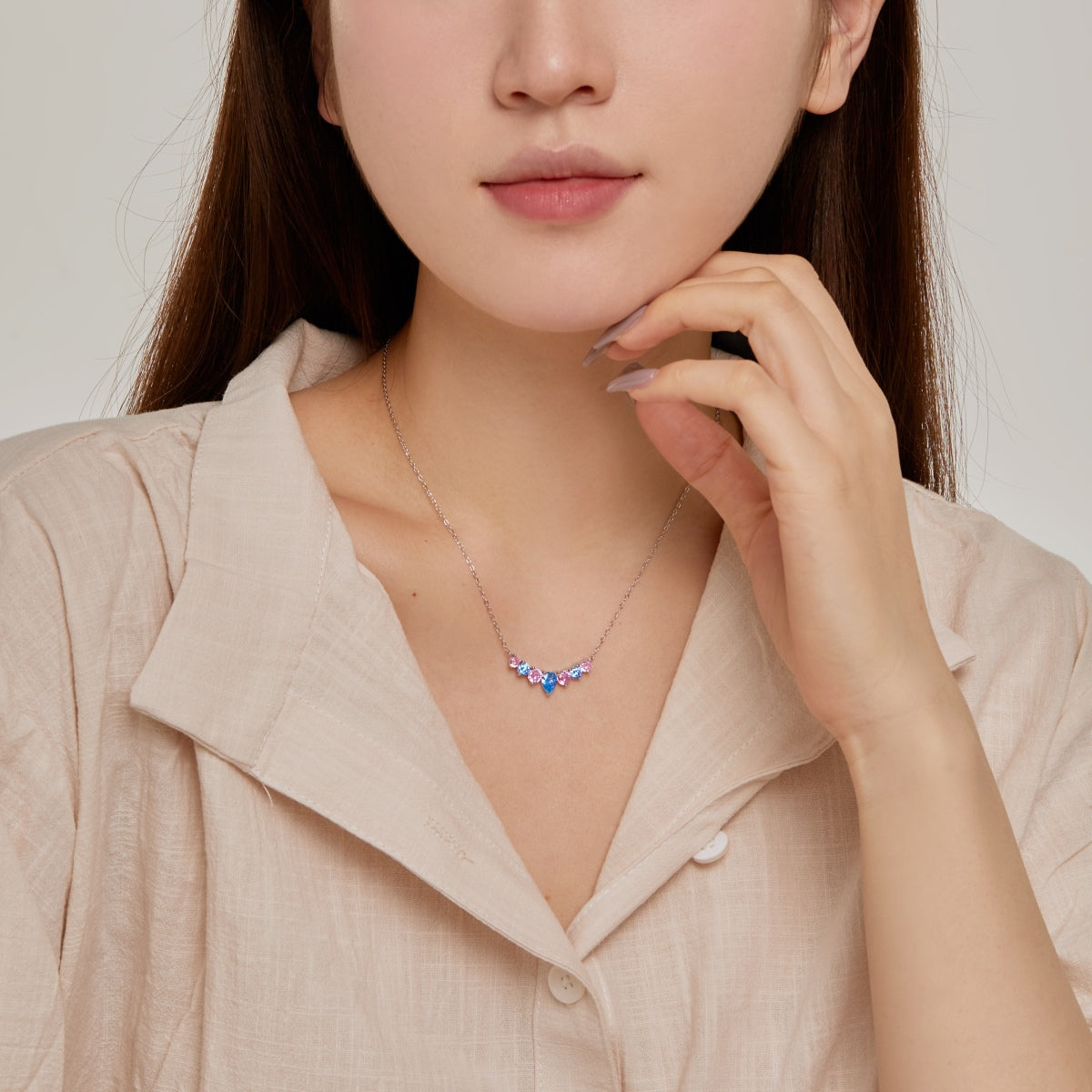[Aurora]Dainty Colorful Heart Necklace