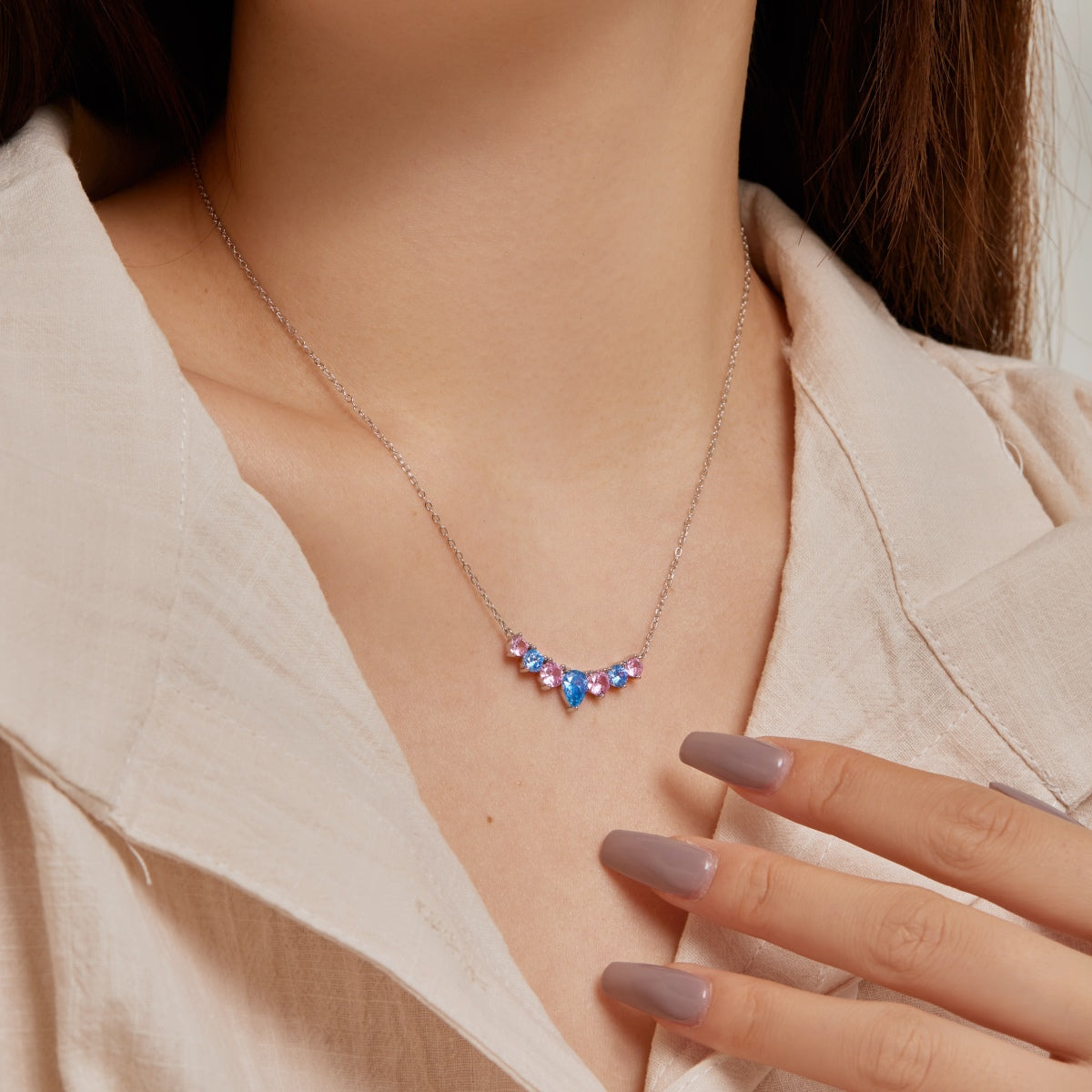 [Aurora]Dainty Colorful Heart Necklace