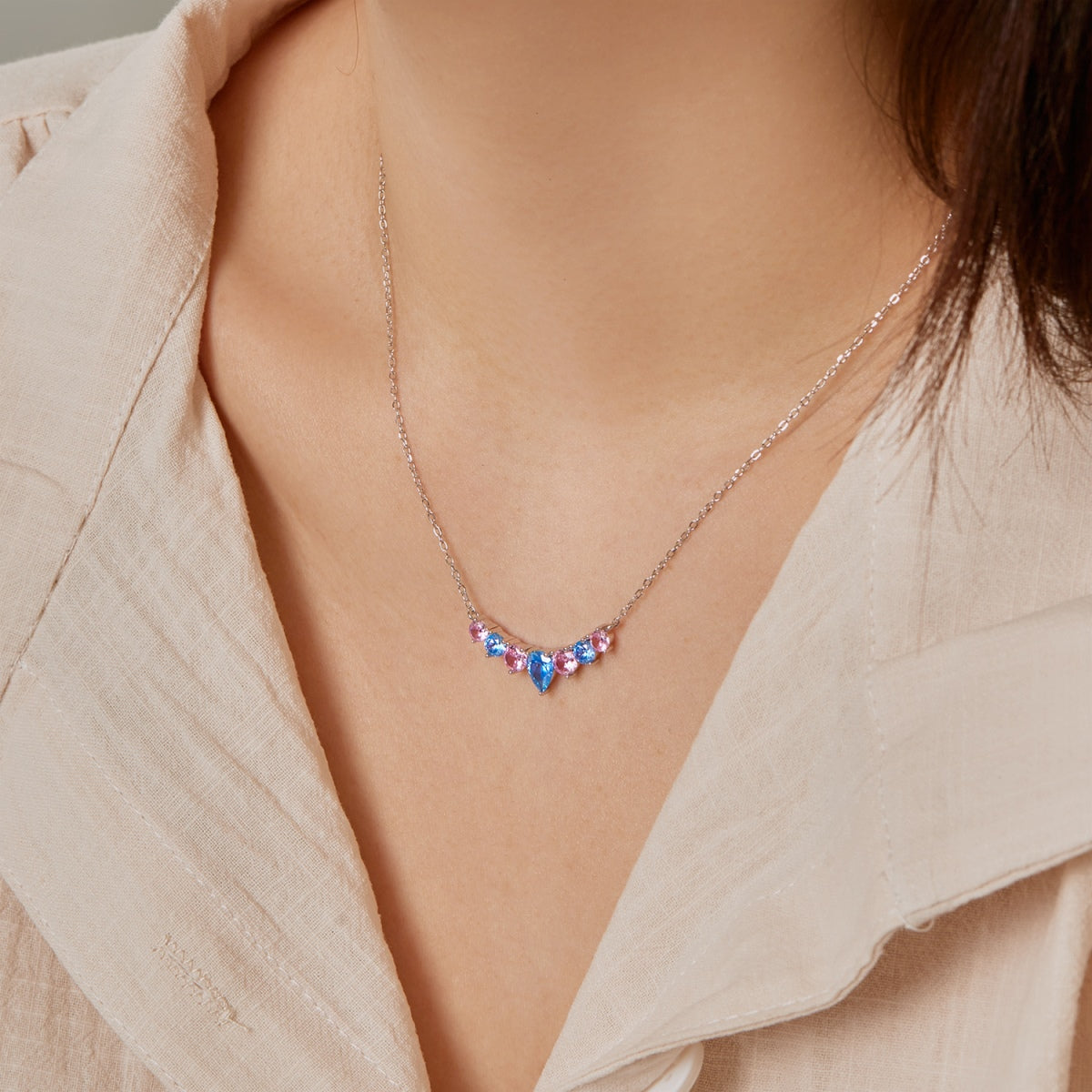 [Aurora]Dainty Colorful Heart Necklace