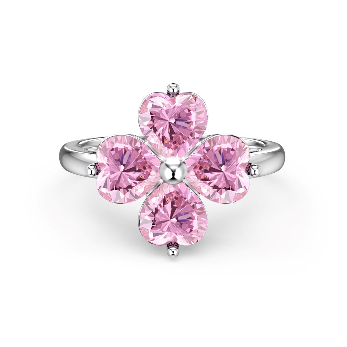[Aurora]Heart-shaped Four-Leaf Clover Ball Ring