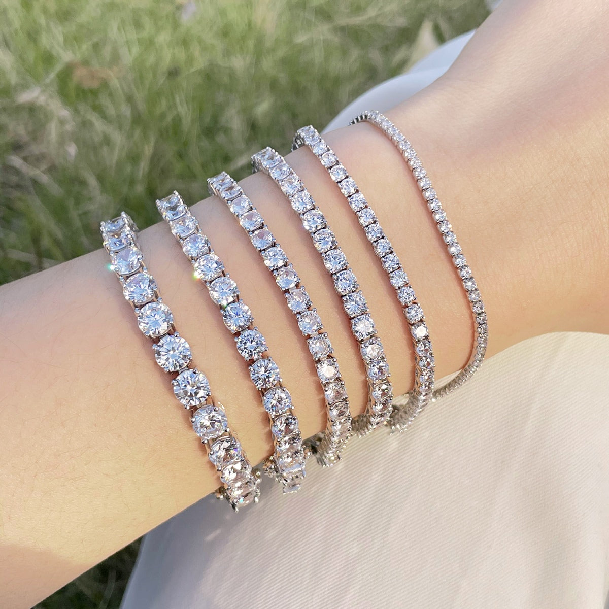 [Aurora]0.75 Carat Dazzling Round Cut Wedding Bracelet