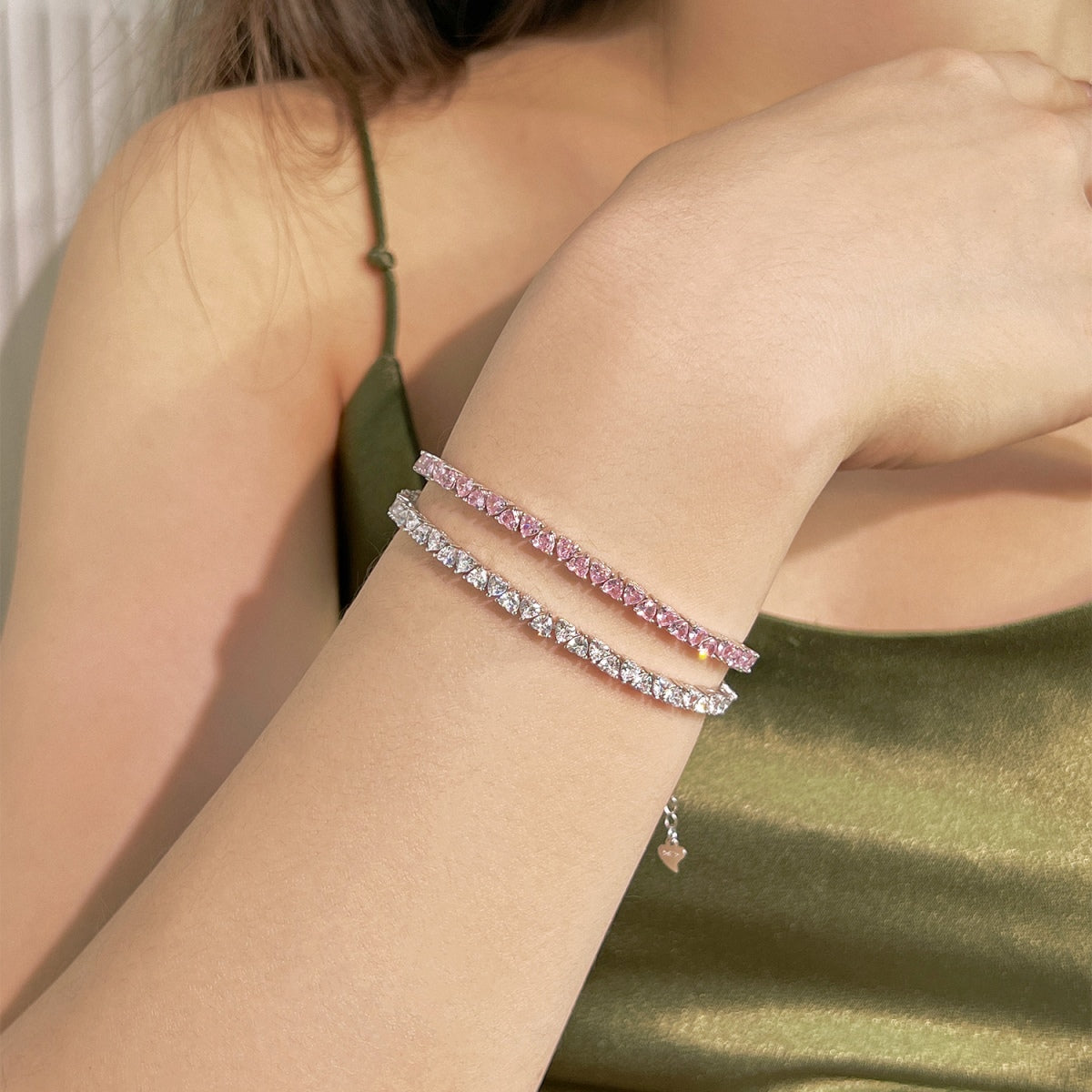 [Aurora]Dazzling Romantic Heart Shape Lover Bracelet