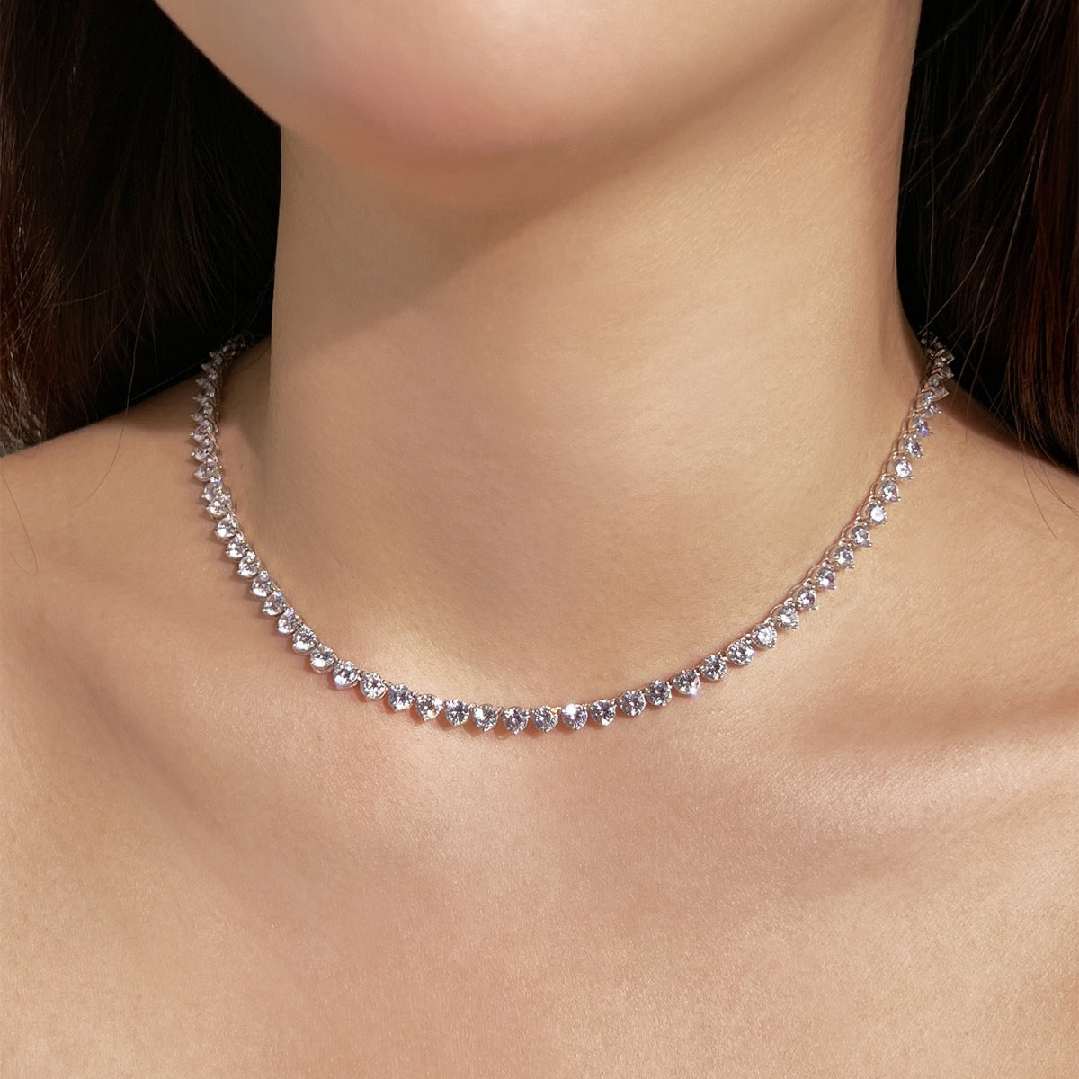 [Aurora]Ornate Heart Cut Tennis Necklace