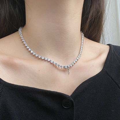[Aurora]Ornate Heart Cut Tennis Necklace