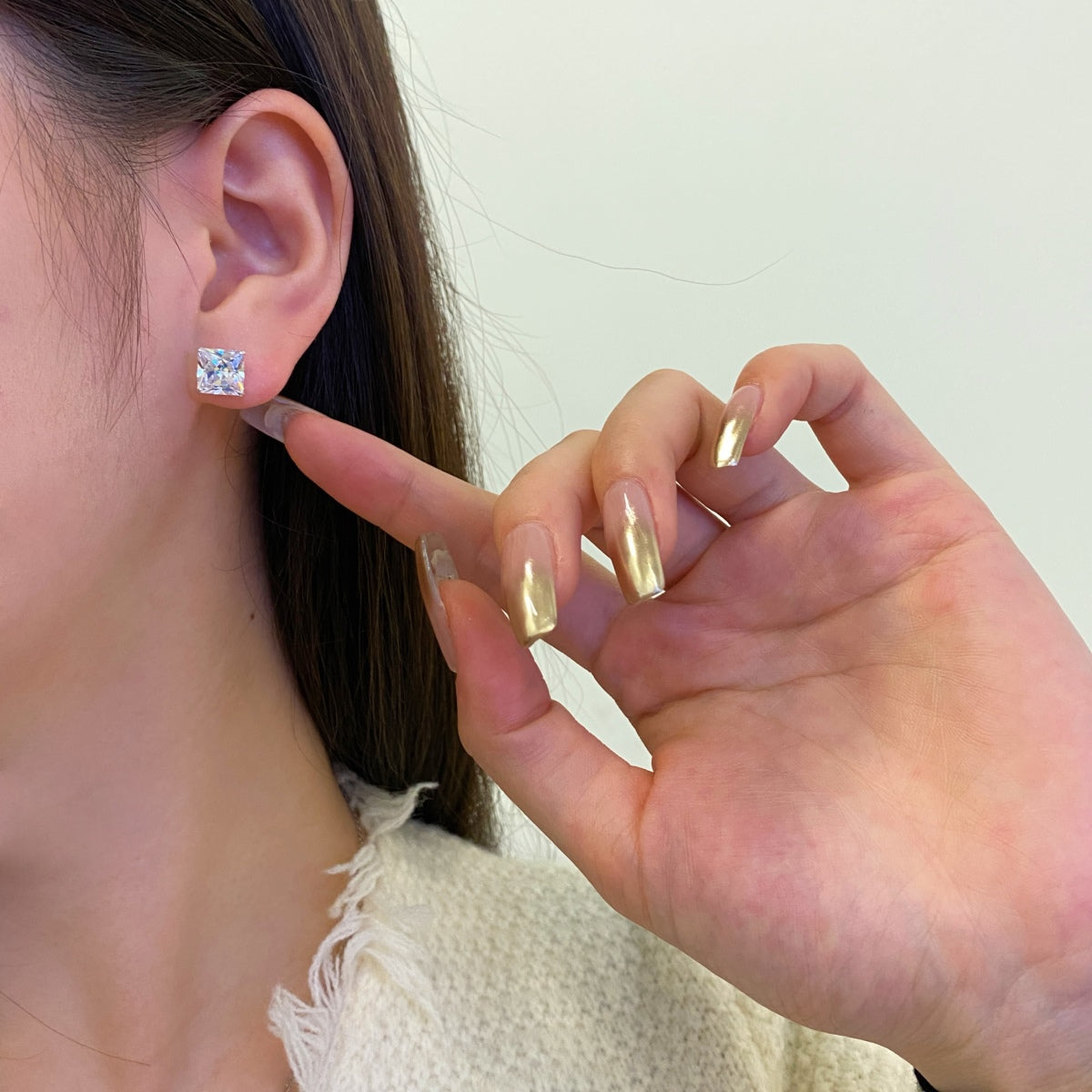 [Aurora]Ornate Square Shape Earrings