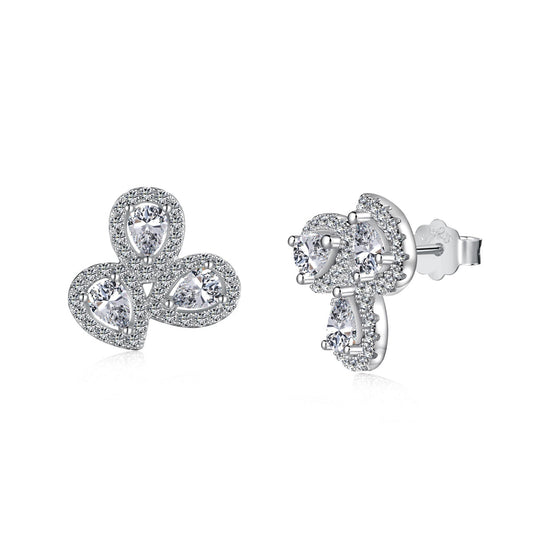 [AURORA]Ornate Flower Shape Pear Cut Lover Earrings