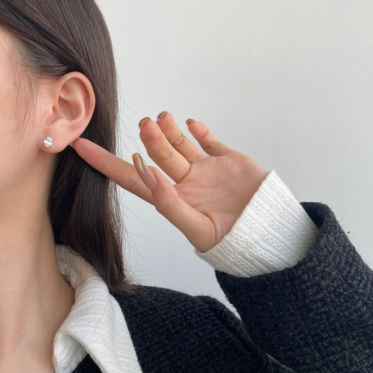 [Aurora]Oval Classic Dignified Elegant Earrings