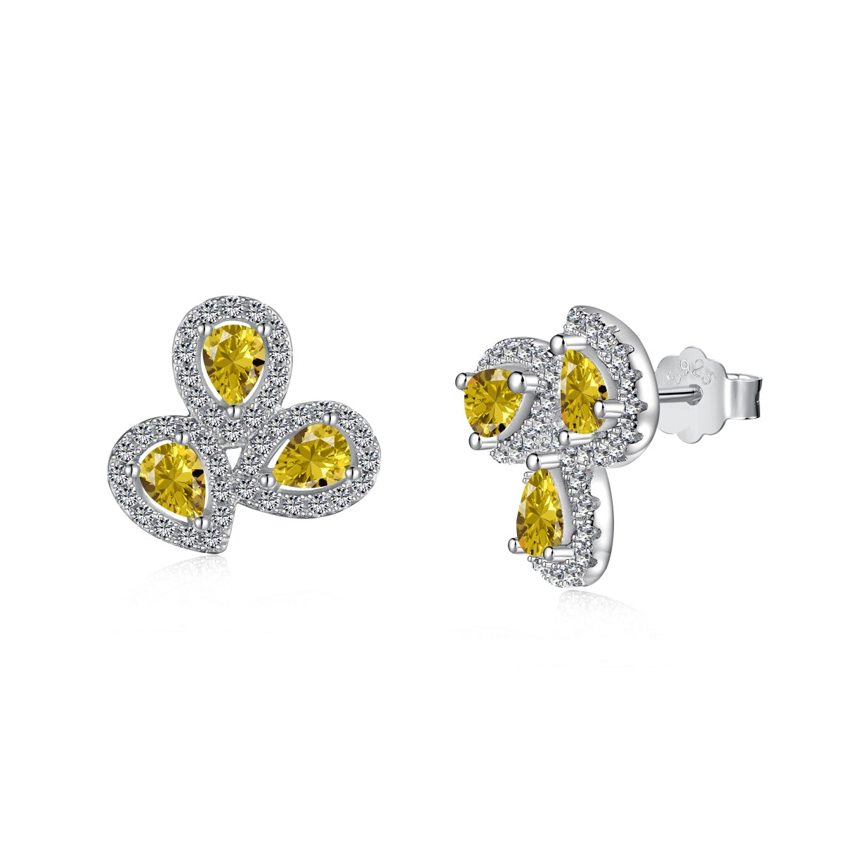 [Aurora]Ornate Flower Shape Pear Cut Lover Earrings