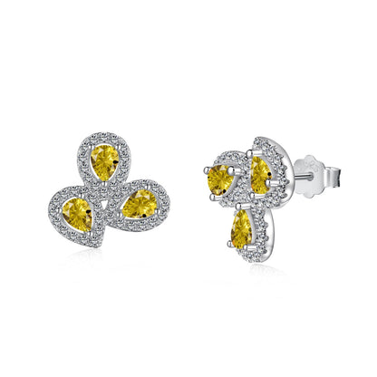 [Aurora]Ornate Flower Shape Pear Cut Lover Earrings