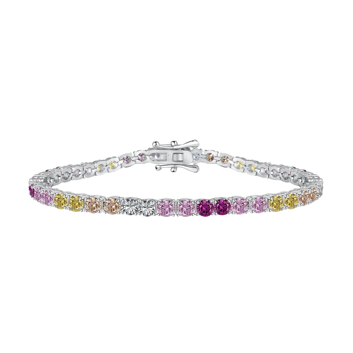 [AURORA] Strahlend buntes Tennisarmband im Rundschliff