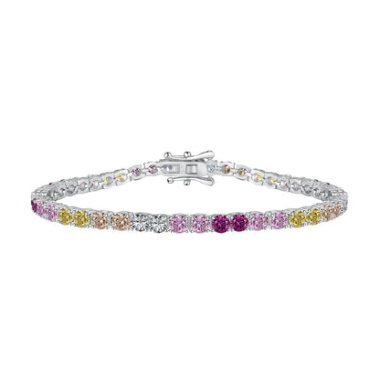 [AURORA] Strahlend buntes Tennisarmband im Rundschliff