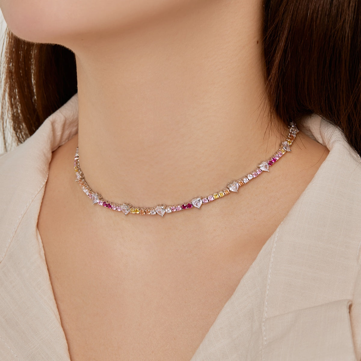 [Aurora]Delicate Colorful Rainbow Tennis Chain