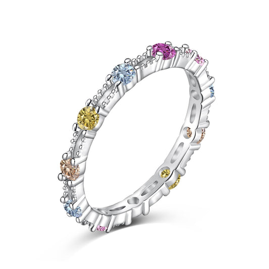 [AURORA]Sparkling Colorful Round Cut Tennis Ring
