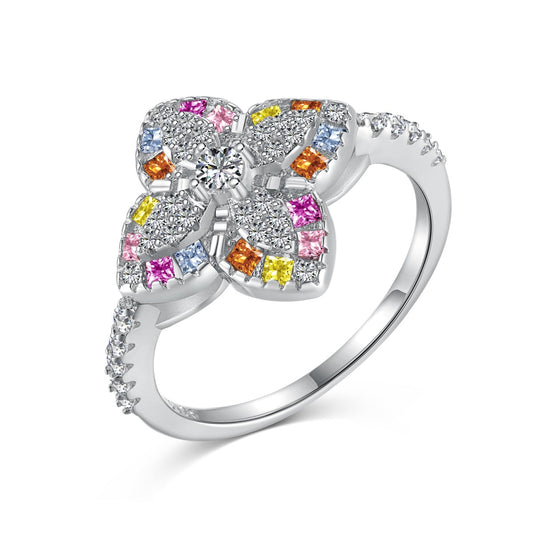 [Aurora]Luxurious Colorful Flower Shape Banquet Ring