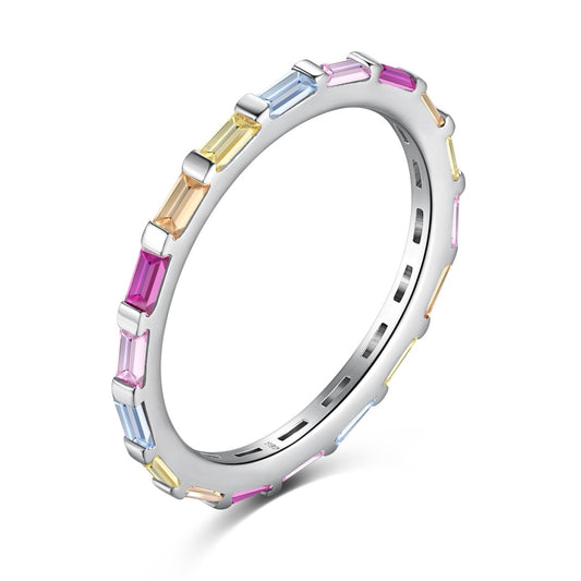 [AURORA]Exquisite Multicolored Emerald Cut Daily Ring