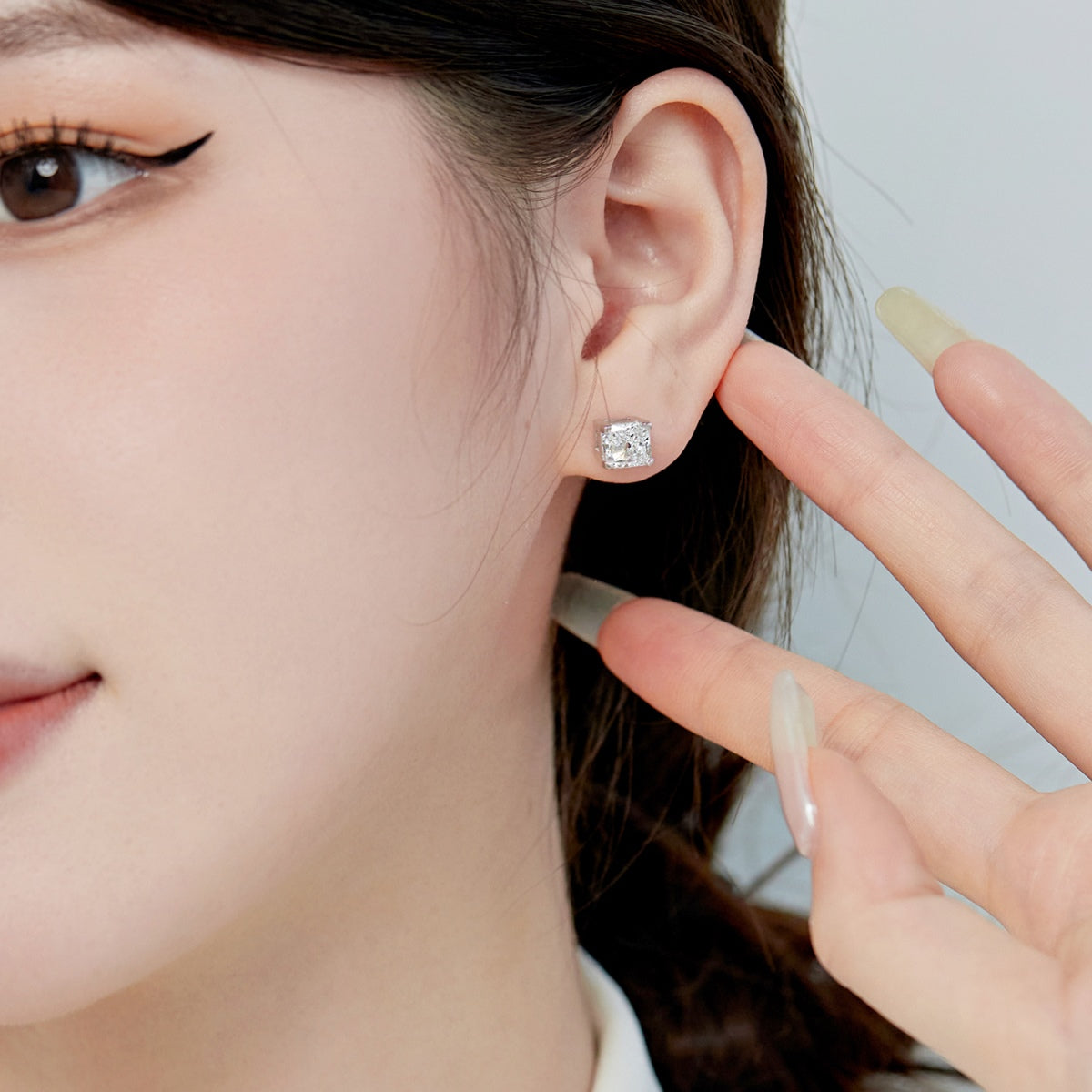 [Aurora]1.0 Carat Radiant Princess Cut Wedding Earrings