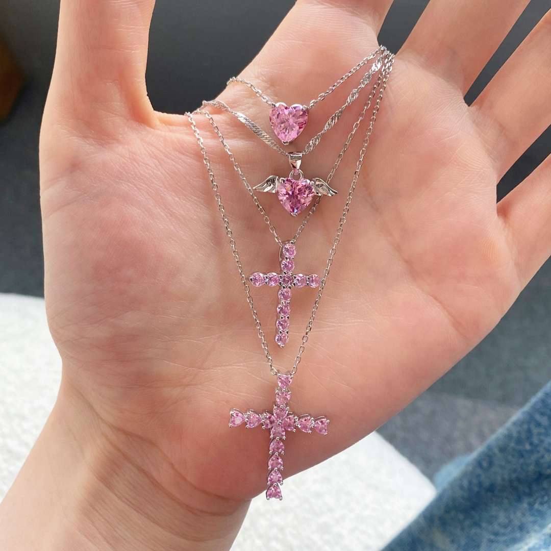 [Aurora]Heart Shape Main Stone Pendant Collarbone Necklace