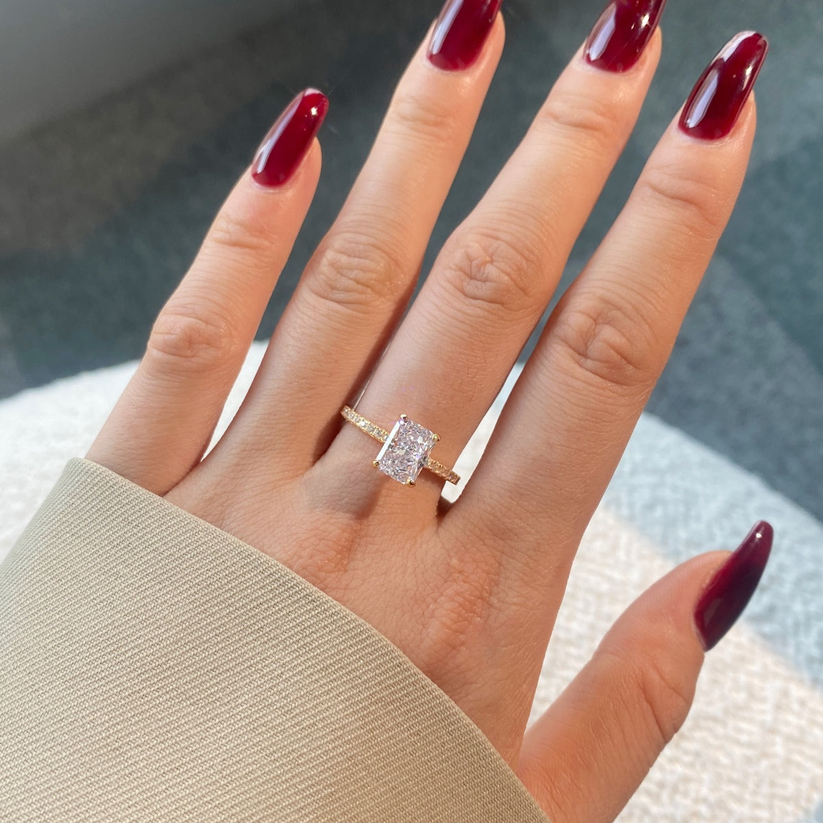[Aurora]2.0 Carat Dazzling Sparkling Radiant Cut Party Ring