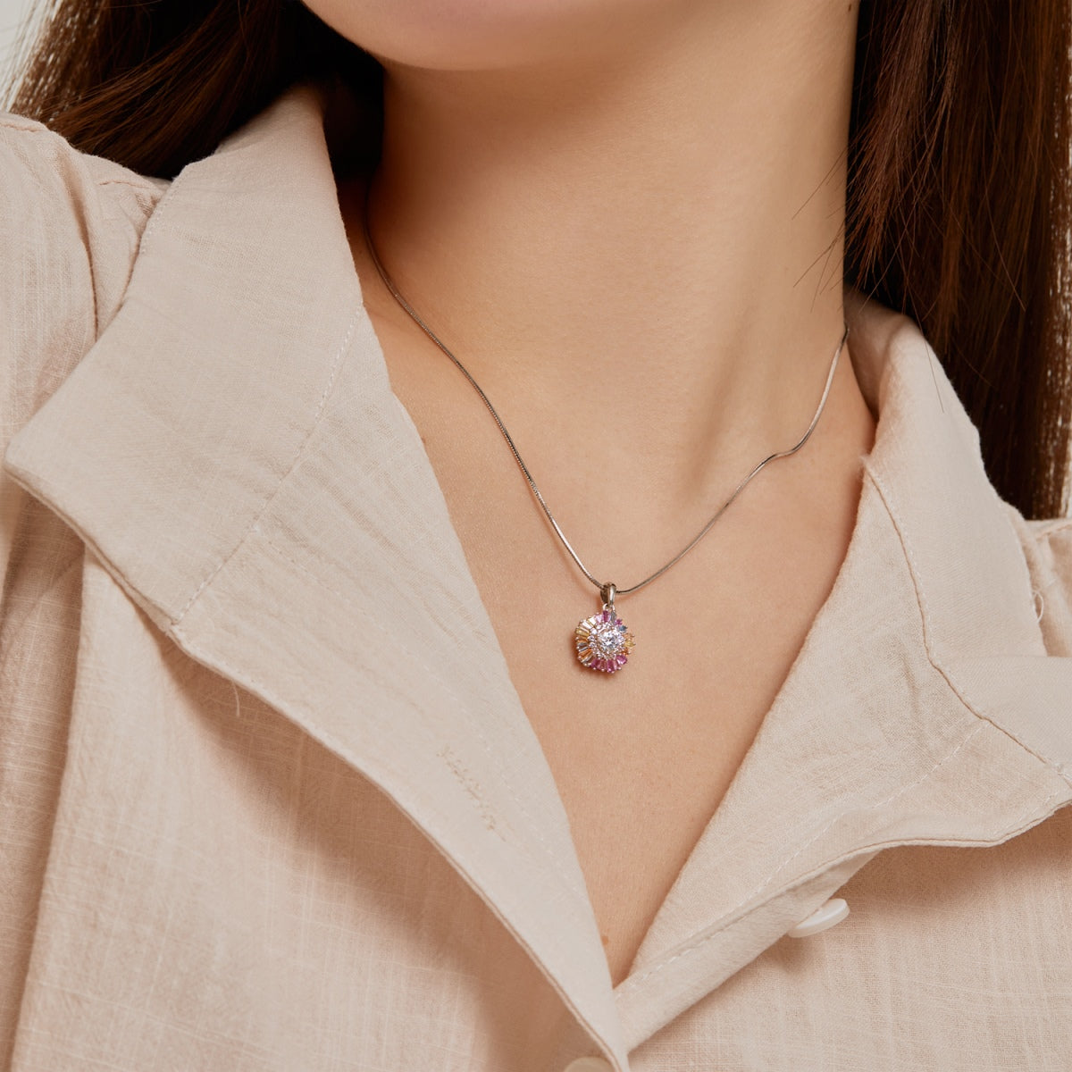 [Aurora]Charming Flower Colorful Necklace