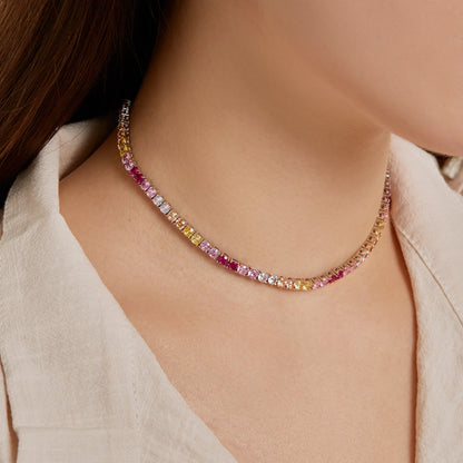 [Aurora]Delicate Colorful Tennis Necklace