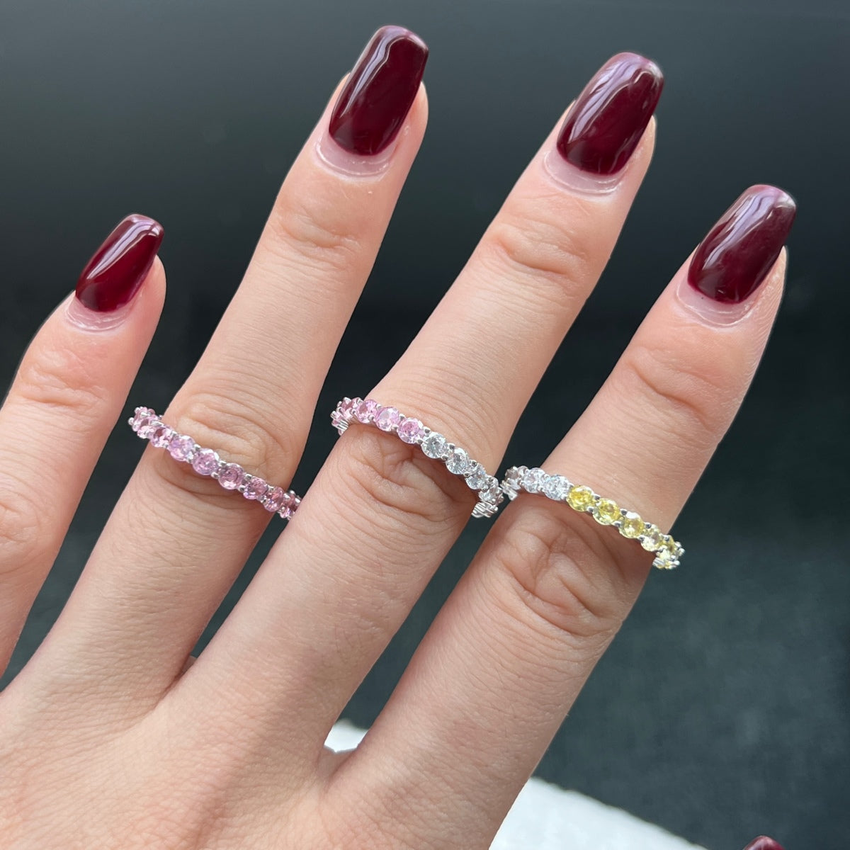 [Aurora]Sparkling Round Cut Tennis Ring