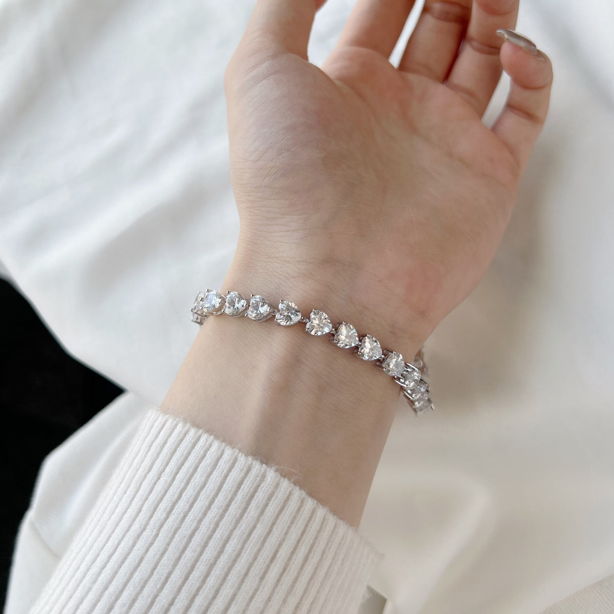 [Aurora]0.75 Carat Elegant Romantic Heart Shape Lover Bracelet