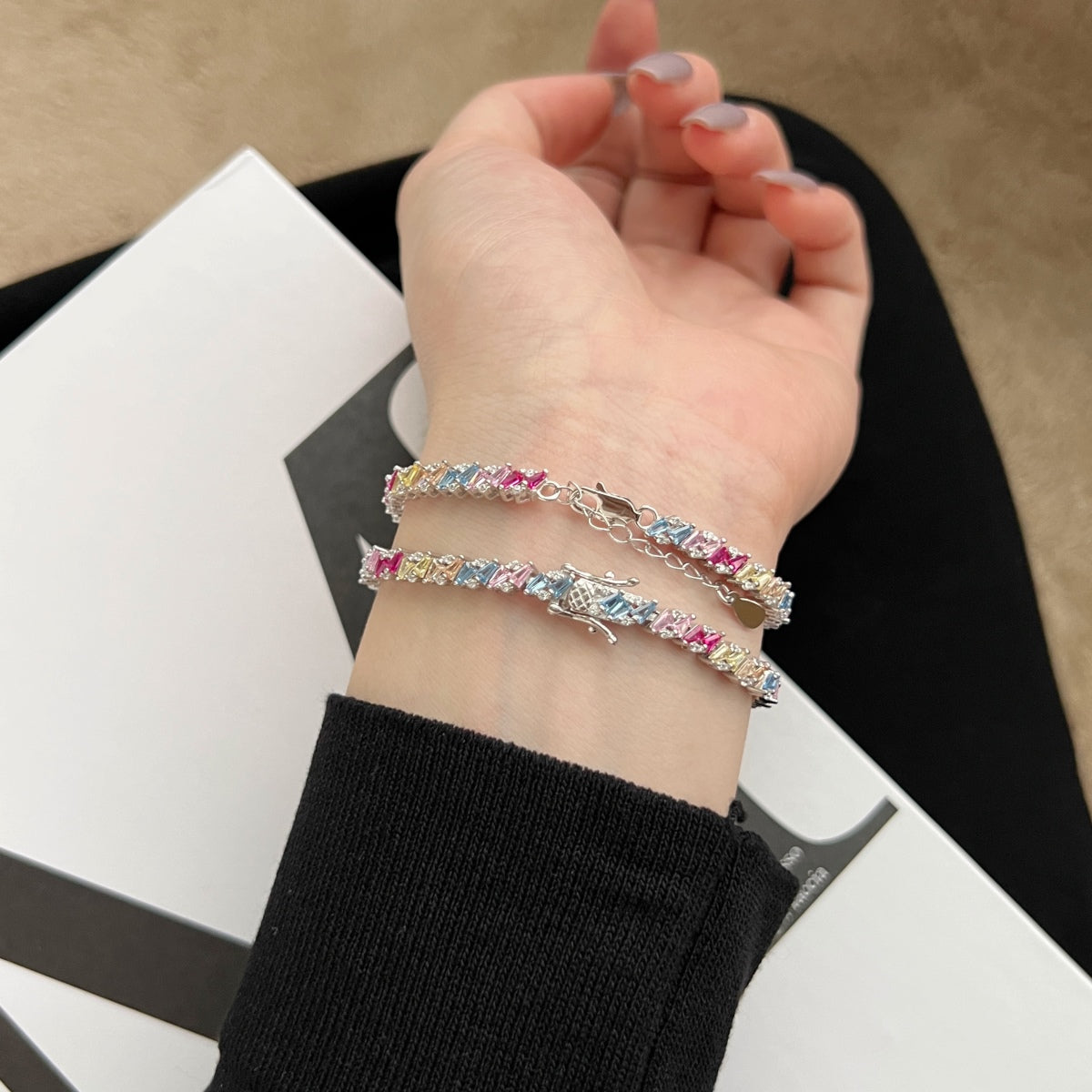 [AURORA]Ornate Sparkling Multi Cut Party Bracelet