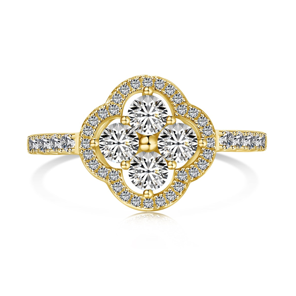 [AURORA]Four Leaf Clover Flower Design Ring