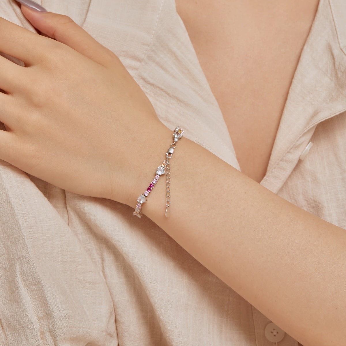 [Aurora]Romantic Heart Shape Round Cut Lover Bracelet