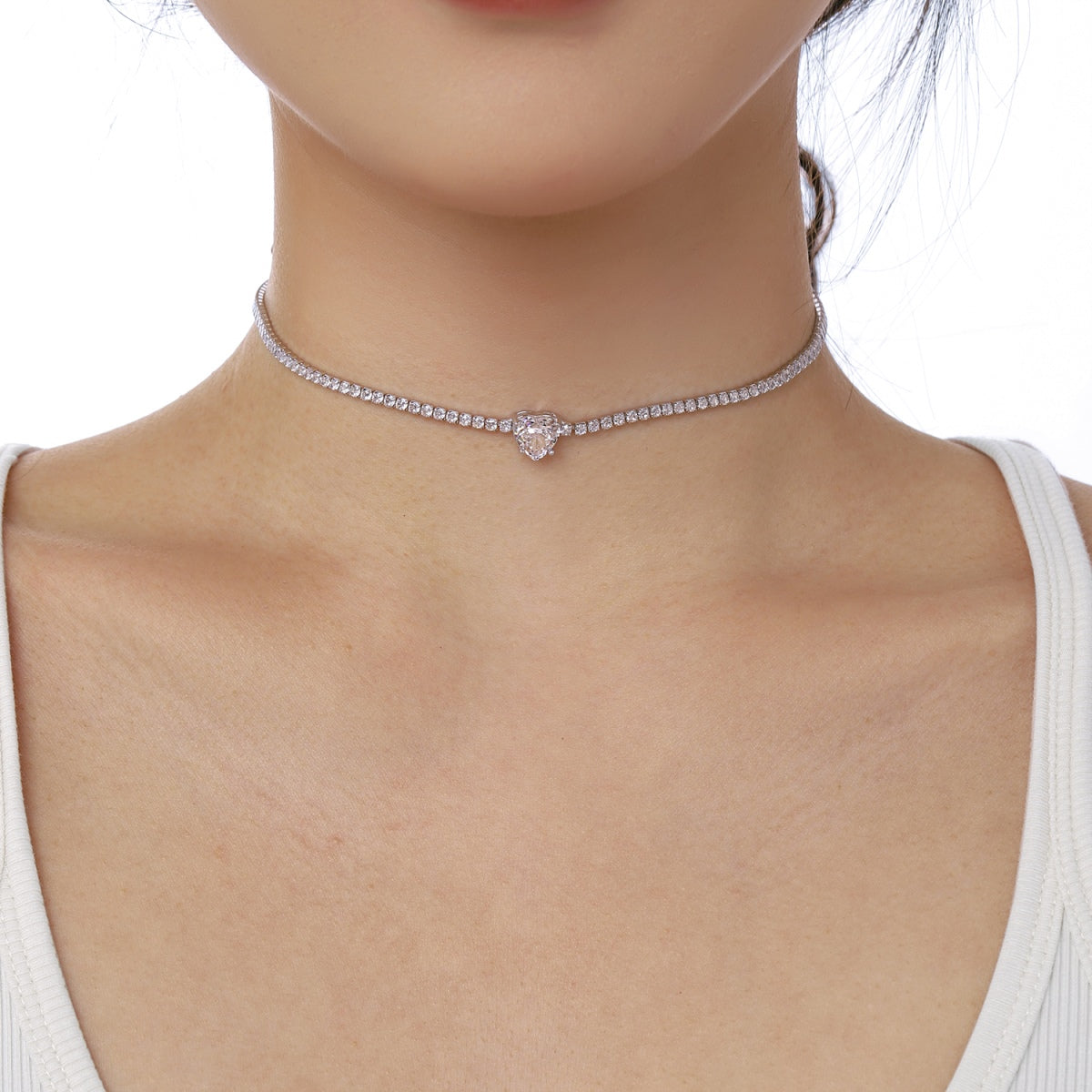 [Aurora]2.0 Carat Sparkling Tennis Heart Cut Necklace