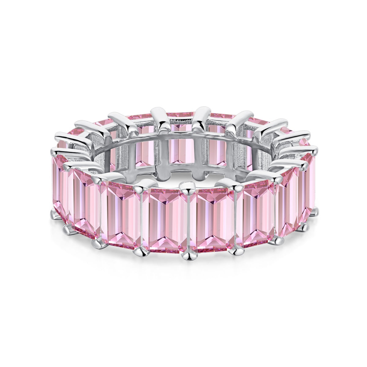 [AURORA]Eleganter Tennisring im Smaragdschliff mit 0,75 Karat