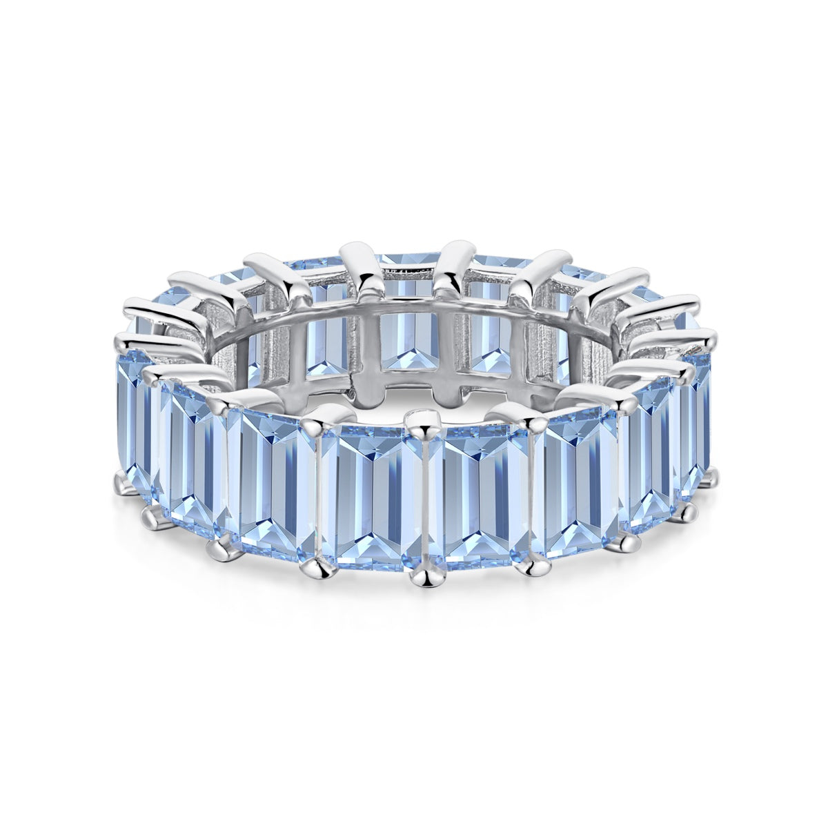 [Aurora]0.75 Carat Elegant Emerald Cut Tennis Ring