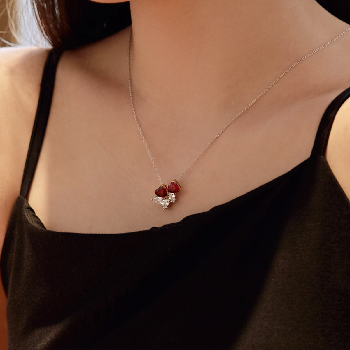 [AURORA]Dainty Red Heart Necklace