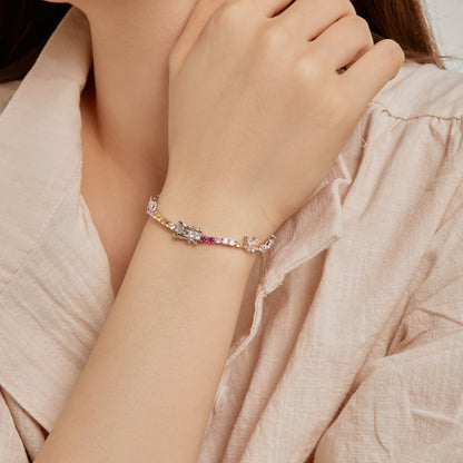 [AURORA] Verziertes buntes Schmetterlings-Armband in Rundschliff