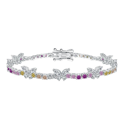 [AURORA] Verziertes buntes Schmetterlings-Armband in Rundschliff