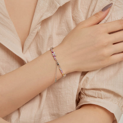 [AURORA] Verziertes buntes Schmetterlings-Armband in Rundschliff